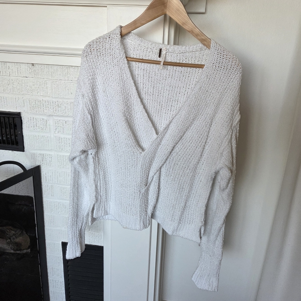 Free People Coco V Neck Knit Sweater Womens XS 100% Cotton